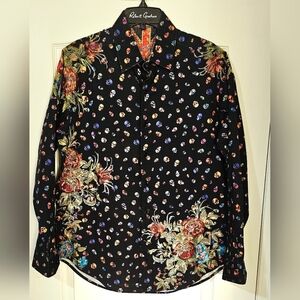 Robert Graham Skull Rare Shirt With Tons Of Embroidery Size M.
